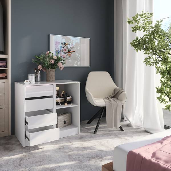 Kommode Sherry 57716 Weiß - Holzwerkstoff - 81 x 76 x 51 cm