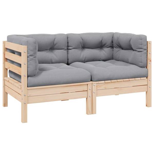 Gartensofa 3012138-15 2-teilig Braun - Grau - Kiefer - 127 x 62 x 63 cm