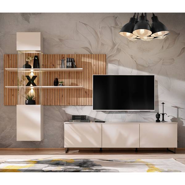 Wohnwand GALATINA-164-3 Beige - Holzwerkstoff - 280 x 200 x 45 cm