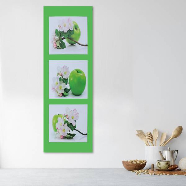 Wandbild apfel und blumen 40 x 120 cm