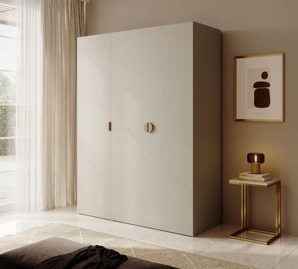 Kleiderschrank MOONIR Taupe - 3 Türen
