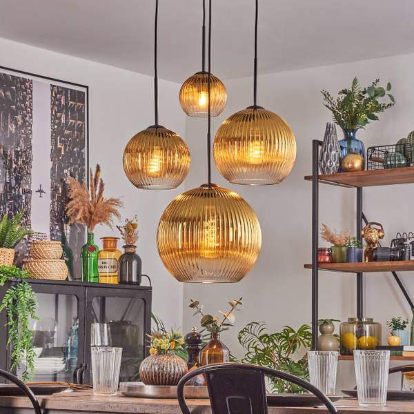 Pendelleuchte Cesaro Gold - Aluminium - Klarglas - 38 x 147 x 37 cm