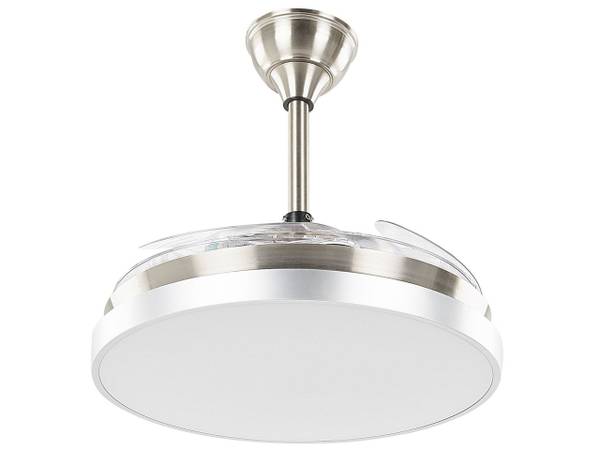 Deckenventilator mit Licht IBAR Silber - Weiß - Textil - 50 x 55 x 50 cm