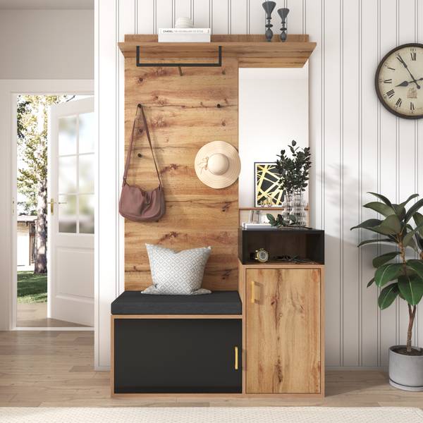Garderobe Naks Braun - Holzwerkstoff - 104 x 190 x 39 cm