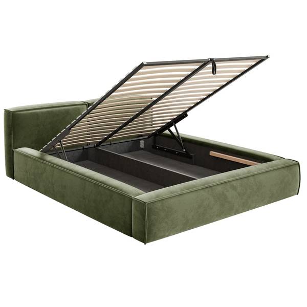 Opbergbed TILVES S olijfgroen - Ligoppervlak breedte: 180 cm
