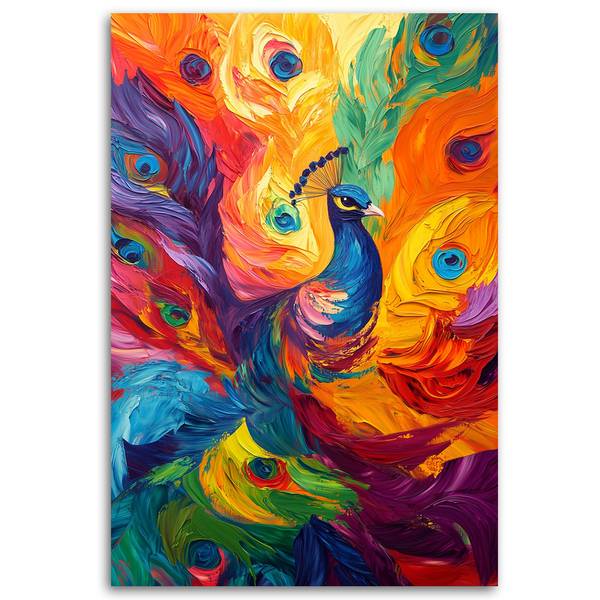 Wandbild pfau moderne abstraktion 70 x 100 cm