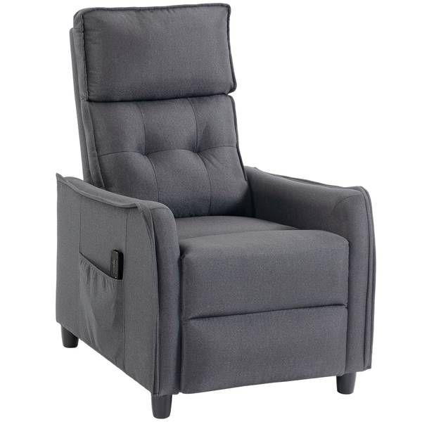 Massagerelaxsessel 700-207V90GY Grau - Leinen - Polyester - 69 x 104 x 93 cm