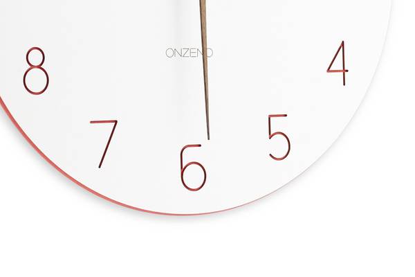 Wanduhr Wanduhren Bel Rot - Weiß - Holzwerkstoff - 29 x 29 x 1 cm