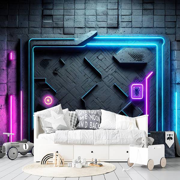 Fototapete Neon Futuristische Abstrakt 150 x 105 cm