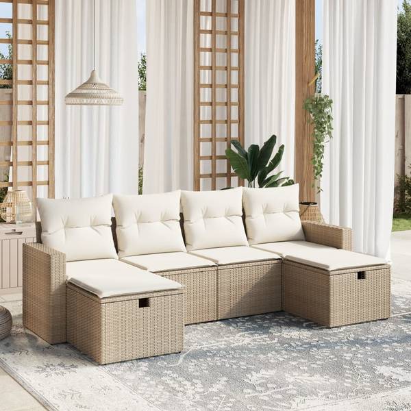 Garten-Lounge-Set 3036423-1 (6-teilig) Beige - Creme - Weiß