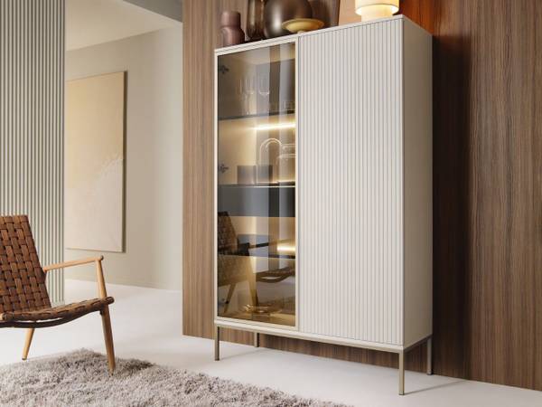 Vitrinenschrank DEO Beige - ABS - 104 x 166 x 39 cm