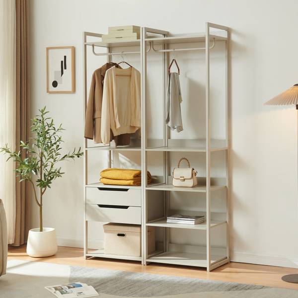 Standgarderobe Jässaatka Grau - Stahl - 61 x 200 x 40 cm