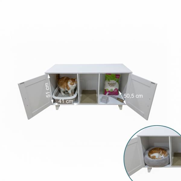 XXL Katzenschrank für Katzenklo Weiß