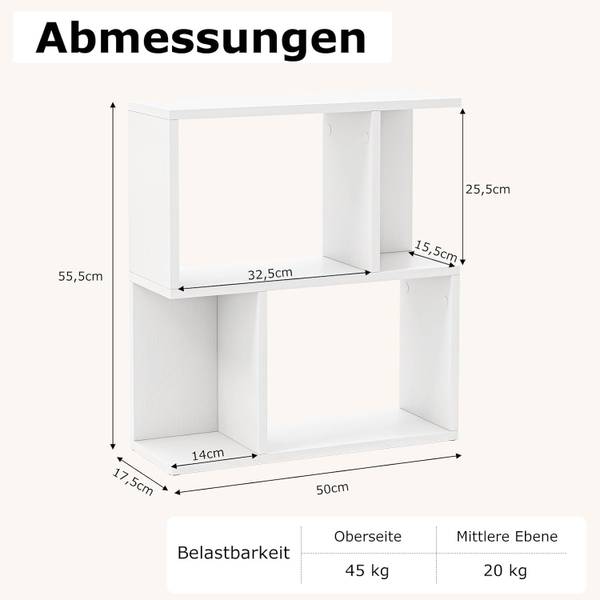 Bücherregal VH34592ITDE Weiß - Holzwerkstoff - 18 x 56 x 50 cm