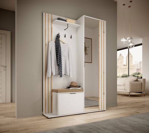 Kompaktgarderobe NELLY mit Kissen Multicolor - Weiß