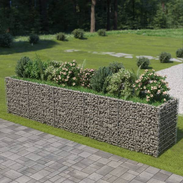Gabionen-Hochbeet 296088 Silber - Stahl - 90 x 100 x 450 cm