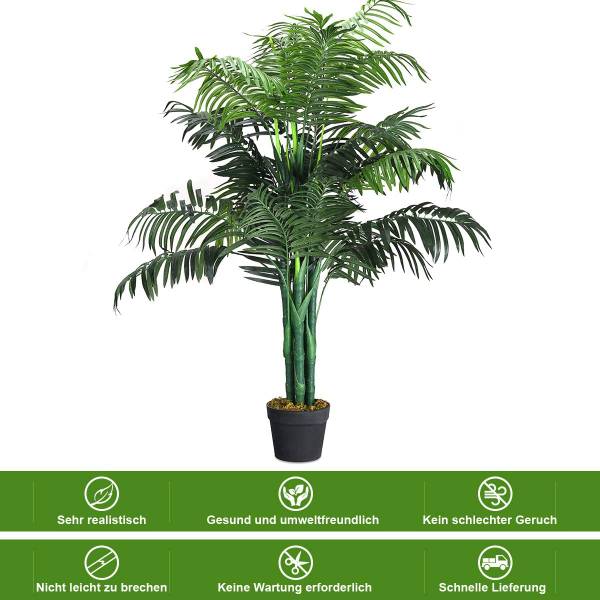 Zimmerpalme Palme Kunstpflanze Grün - Kunststoff - 16 x 110 x 16 cm