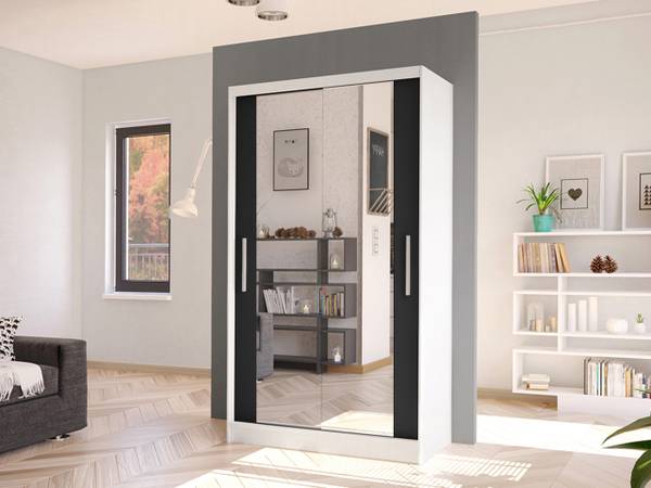 Kleiderschrank Costa VII Schwarz - Weiß
