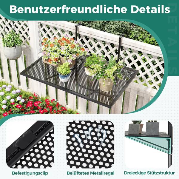 Klapptisch VH33855PWDE Schwarz - Metall - 51 x 51 x 61 cm