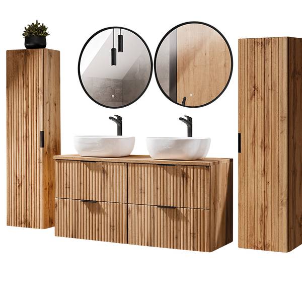 Badmöbel-Set ADELAIDE-56-156 5er-Set Braun - Holzwerkstoff - 220 x 200 x 47 cm