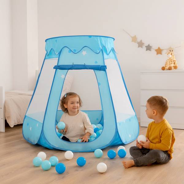 Bällebad mit 100 Bällen Blau - Polyester - Stahl - 118 x 95 x 118 cm