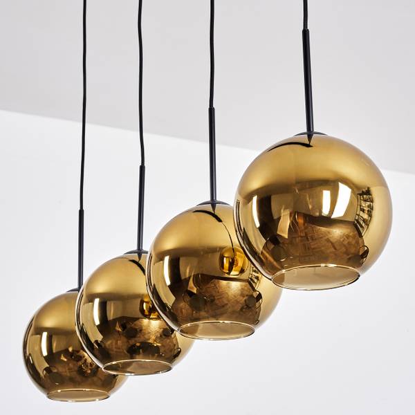 Pendelleuchte Cesaro Gold - Aluminium - Klarglas - 10 x 120 x 92 cm