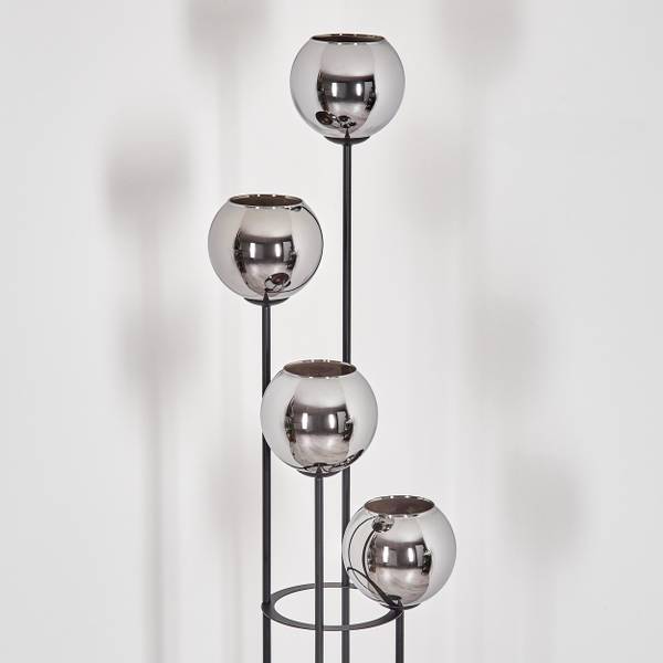 Stehlampe Cesaro Grau - Silber - Aluminium - Klarglas - 17 x 147 x 83 cm