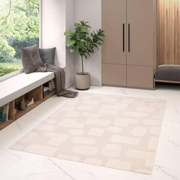 Kurzflorteppich  Meran Weiß - Polyester - 200 x 290 cm