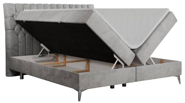 Boxspringbett MILEN Silber / Grau - Silbergrau - Breite: 200 cm - H3