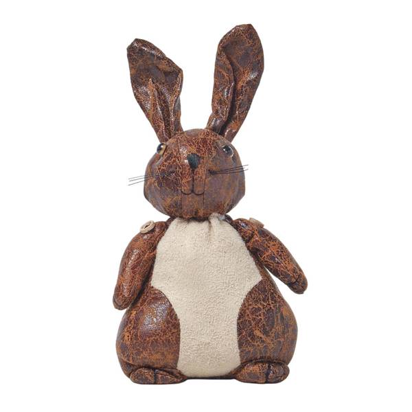 Türstopper Hase Kunstleder Braun - Mischgewebe - 17 x 30 x 17 cm