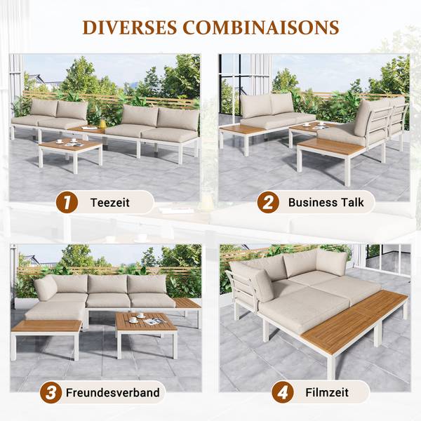 Gartensitzgruppen FluxIque 3er-Set Beige - Metall
