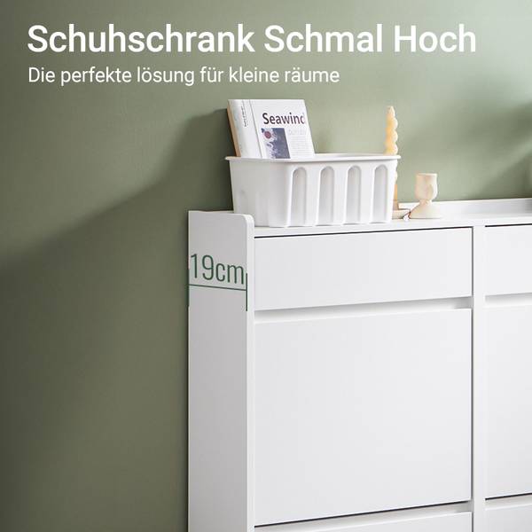 Schuhschrank FSR169-W Weiß - Holzwerkstoff - 98 x 95 x 19 cm
