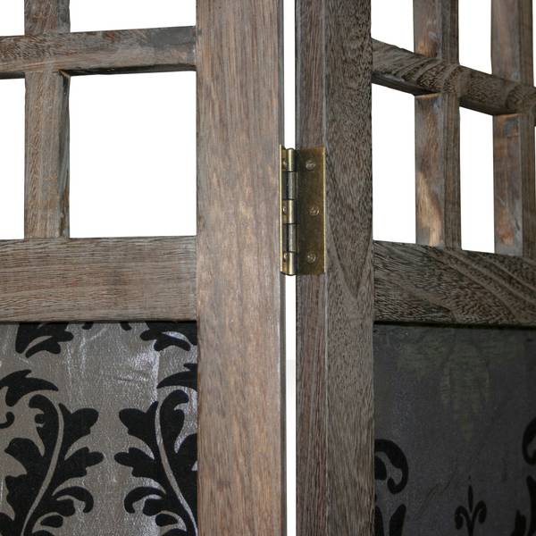 Paravent 976 3-teilig Schwarz - Braun - Holz teilmassiv - 120 x 170 x 2 cm