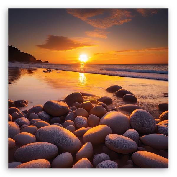 Tableau déco paysage au coucher du 30 x 30 cm