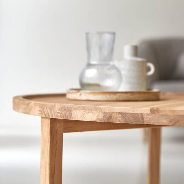 Couchtisch Ana Beige - Teakholz - 90 x 45 x 90 cm