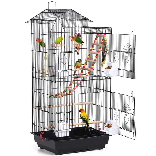 Vogelkäfig mit Spielzeuge Schwarz Schwarz - Metall - 36 x 99 x 46 cm