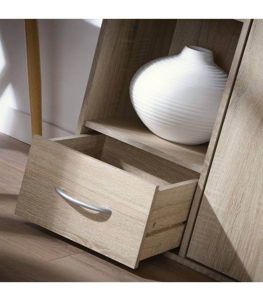 Schrank mit 2 Fächern 1 Schublade Eiche Hell Dekor