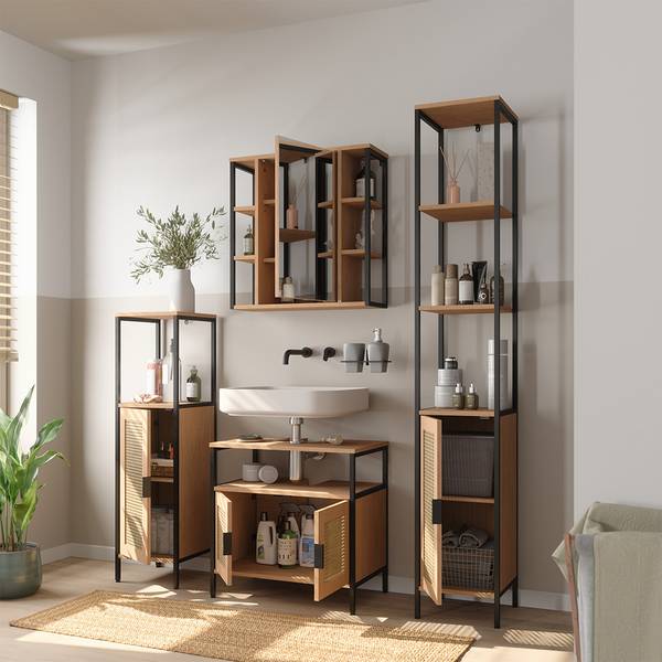 Badmöbel-Set Linara 63266 4er Set Braun - Holzwerkstoff - 60 x 59 x 35 cm