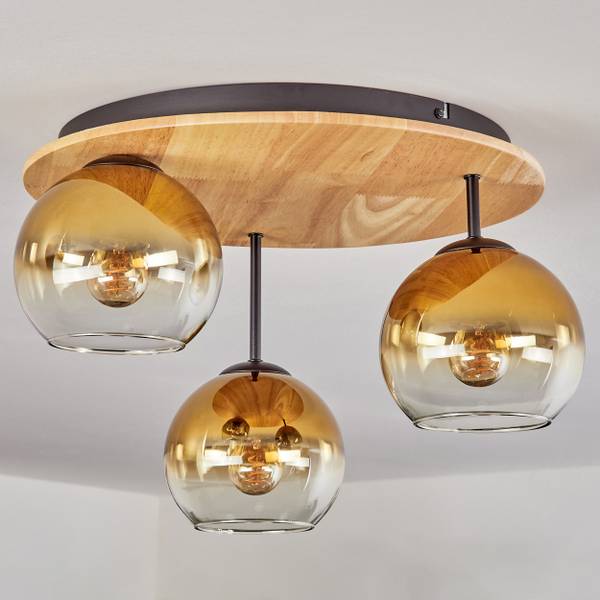 Deckenleuchte Cesaro Gold - Aluminium - Klarglas - 42 x 29 x 43 cm