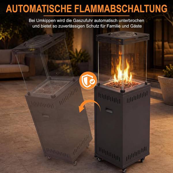 Gaskamin Gulliver II Schwarz - Metall - 42 x 42 x 145 cm
