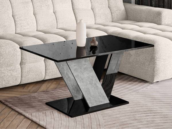 Couchtisch Dubai Beton Dekor - Hochglanz Schwarz