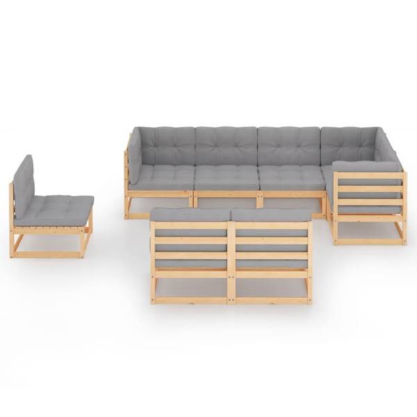 Garten-Lounge-Set 3009797-2 (8-teilig) Braun - Polyester - Kiefer - 70 x 30 x 70 cm