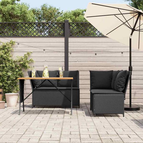 Garten-Lounge-Set 3044381-6 (3-teilig) Schwarz