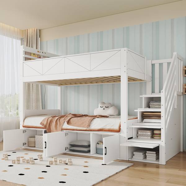 Einzelbett K-2299 Weiß - Holzwerkstoff - 95 x 189 x 254 cm