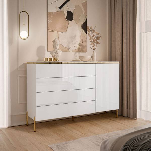 Kommode AURORA Weiß - Holzwerkstoff - 140 x 90 x 40 cm