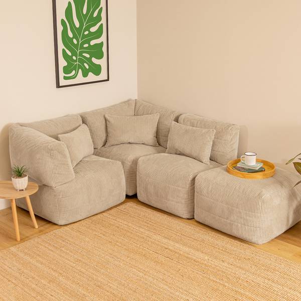 Modulares Sitzsack Sofa Noa 4-tlg. Beige