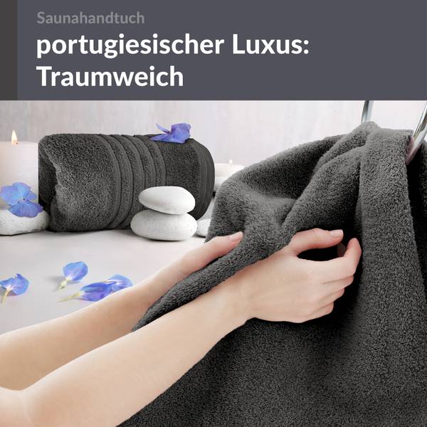Saunahandtuch London 2er-Set Grau - Frottee - 80 x 1 x 200 cm