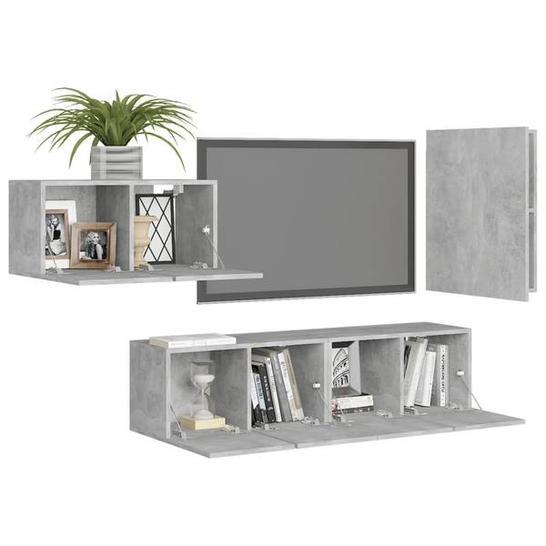 TV-Schrank 4er Set D863 Grau - Holzwerkstoff - 30 x 60 x 31 cm