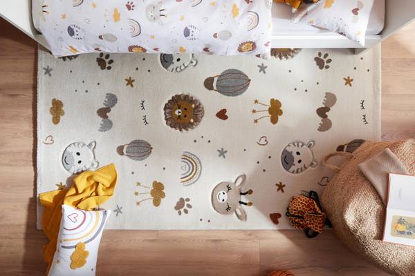 Kinderteppich SUNNY 1 Beige - Braun - Holzwerkstoff - 120 x 1 x 170 cm