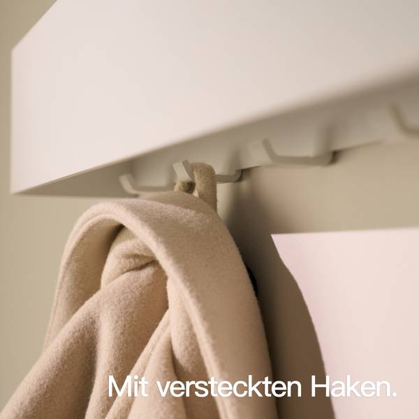 Wandgarderobe mit verdeckten Haken DFHH Weiß - Aluminium - 57 x 8 x 8 cm